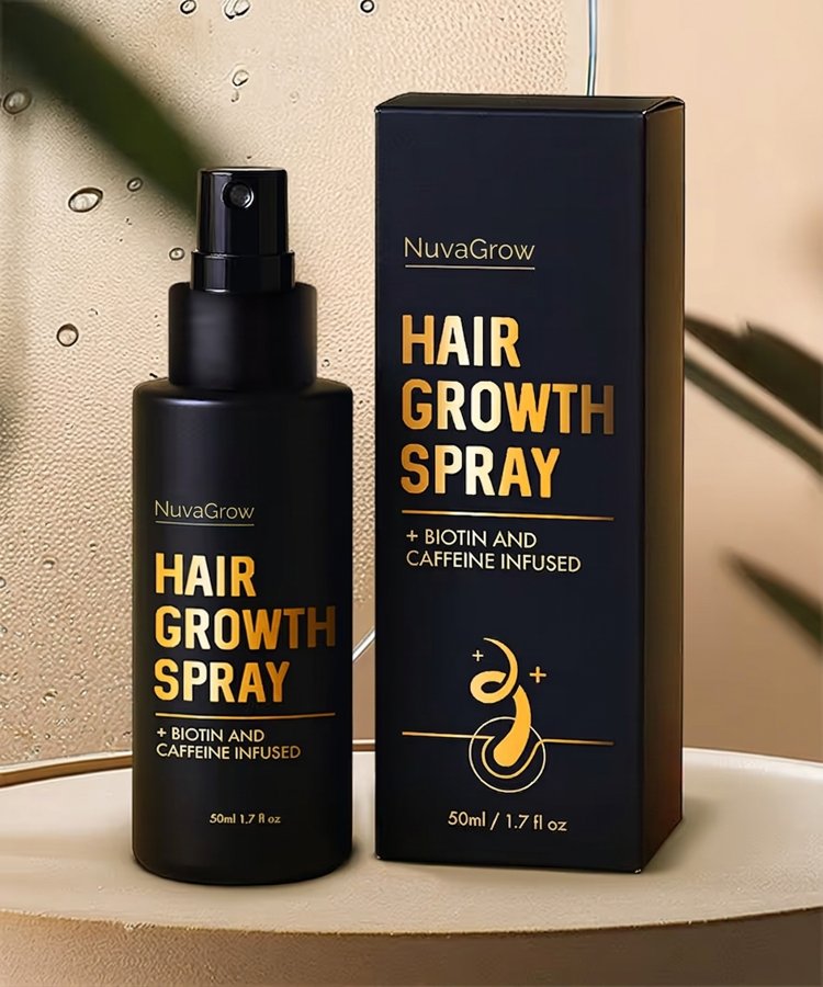 NuvaGrow hair growth spray bottle with box